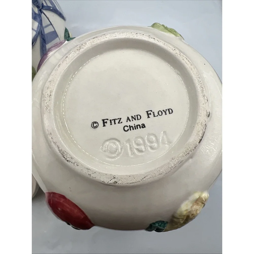 Vintage Fitz & Floyd Petite Vegs Creamer And Sugar Bowl 1994